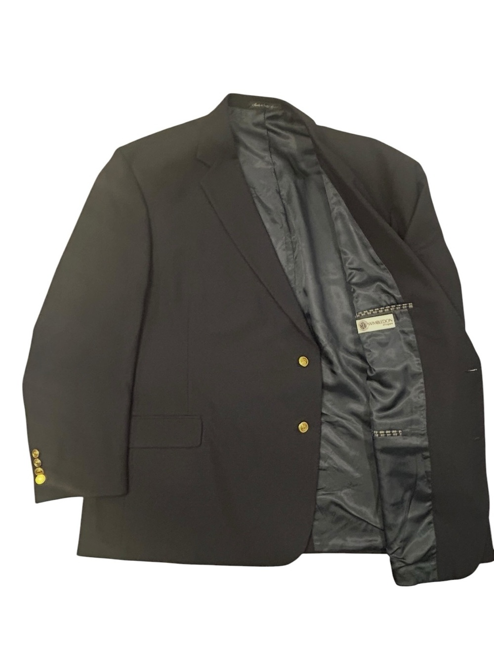 Wimbledon of England Deep Navy Men's Two-Button Blazer Gold Buttons 56R